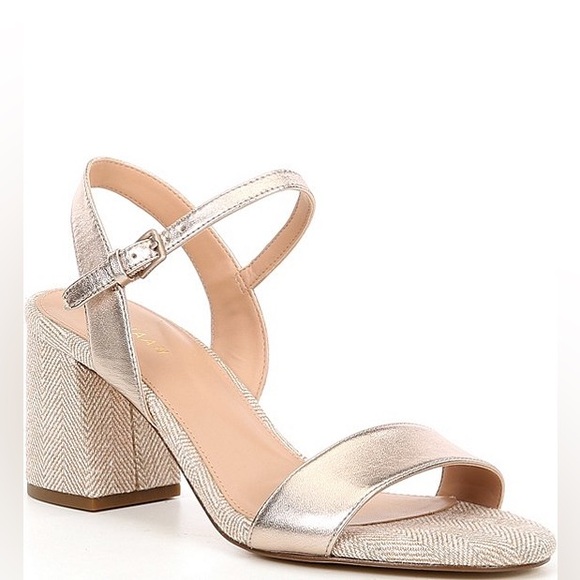 Cole Haan Josie Metallic Leather Block Heel Dress Sandals Size 9